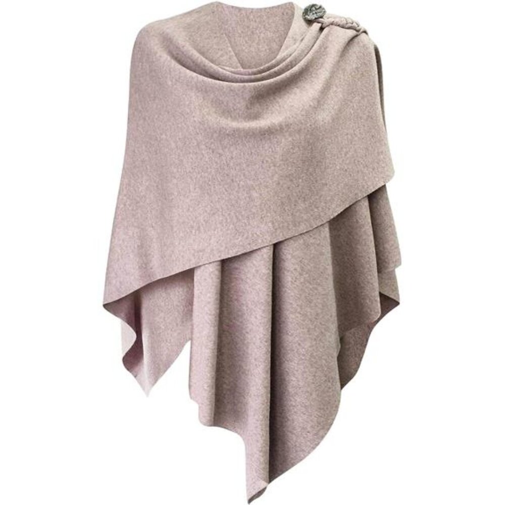 Womens Cross Front Poncho Sweater Shawl Cape Knit Wrap Fall Winter Elegant